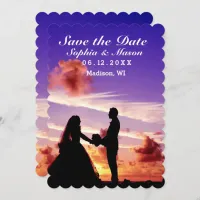 Silhouette Bride & Groom Sunset Save the Date