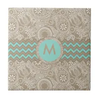 Paisley Chevron Monogram Beige PCMX Ceramic Tile