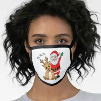 Ho, Ho, Ho Merry Christmas Santa and Reindeer Face Mask
