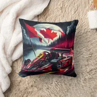 Go kart racing under a moonlit Canadian sky Throw Pillow