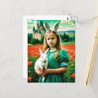 Alice and White Rabbit in Poppy Fields of Oz Postcard