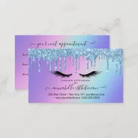 Glitter Blue Eyelash Extension Appointment  Busine Business Card