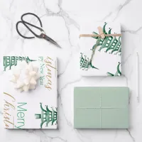 Sage Green Pagoda Wrapping Paper Sheets