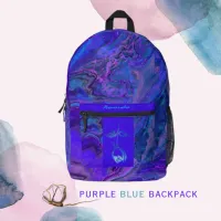 Pretty Purple Blue Printed Backpack