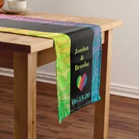 [Rainbow Crinkle Wedding] Heart Butterfly Black Long Table Runner