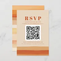 Retro Watercolor Stripes Terracotta Orange QR CODE RSVP Card