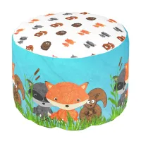 Woodland Creatures Tan Baby Boy Pouf