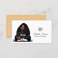 Strong Afro Black Woman Leadership Design Business Card