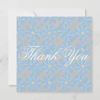 Blue Flower Floral Pattern - Thank You Flat Card