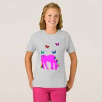 Purple Unicorn & Butterflies Girl's T-Shirt