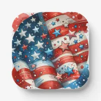 Red, White and Blue Patriotic Fourth of July Party Paper Plates