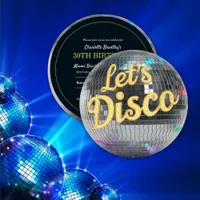 Modern Trendy Let's Disco Ball Birthday Party Invitation