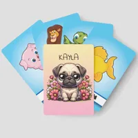 Personalized Cute Pug Puppy Dog Matching Game Cards