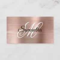 Metallic Rose Gold Fancy Monogram Business Card