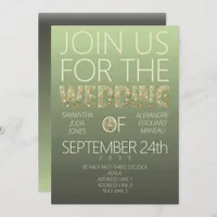 Modern Sage Green Ombre Floral Greenery Wedding Invitation