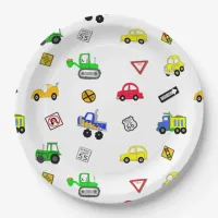 Cars, Trucks, Traffic Signs Boy's Birthday Party Paper Plates