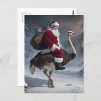 Santa and Ostrich Postcard