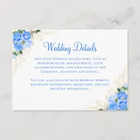 Blue Roses Gold Floral Wedding Enclosure Card