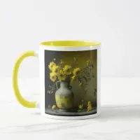 Antique Vase of Yellow Flowers Mug