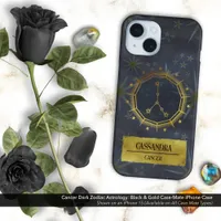 Cancer Dark Zodiac Astrology: Black & Gold iPhone 16 Case