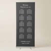 Elegant Black 10 Table Wedding Seating Chart Retractable Banner