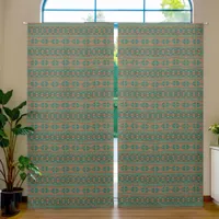 Southwest Teal Copper Geometric Pattern Curtains