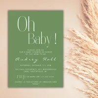 Oh Baby Minimalist Sage Green Modern Baby Shower Invitation