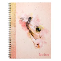 Cute Frog Watercolor Simple Pink Spiral Notebook