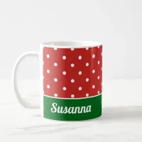 Festive Christmas Polka Dots Customizable Holiday Coffee Mug