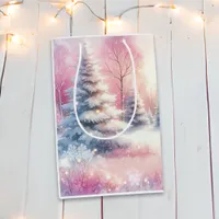 Pink Winter Wonderland Christmas  Medium Gift Bag