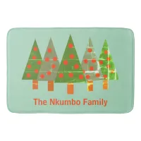 Stamped Christmas Pine Forest Personalized Name Bath Mat