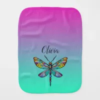 Colorful Stained Glass Dragonfly Wings Baby Burp Cloth