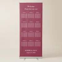 Elegant Burgundy 12 Table Seating Chart Retractable Banner