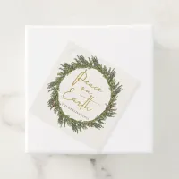 Elegant Rustic Christmas Wreath Peace on Earth Favor Tags