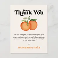 Little Cutie Orange Baby Shower Thank You Postcard