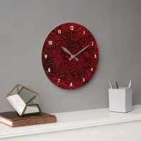 Red Decorative Flower Fabric Design Wall Clock