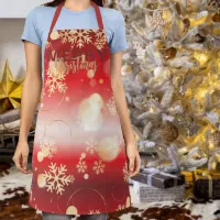 Red and Gold Winter Wonderland Christmas Apron