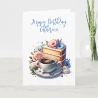 Coffee and Cake | Happy Birthday Personalized Card