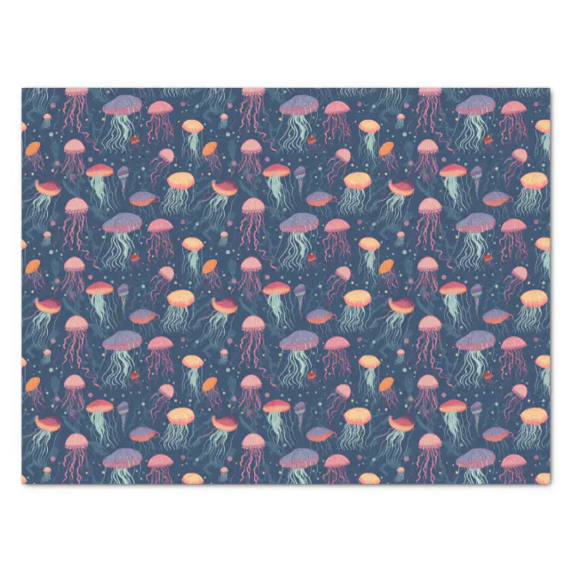 Cartoonish Jellyfish Sea Life Repeating Pattern