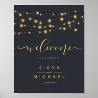 Modern String Lights Wedding Welcome Gold ID585 Poster