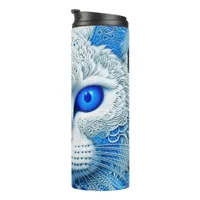 White Mystical Cat Ethereal AI Art Thermal Tumbler