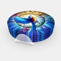 Vibrant Stained Glass Window Colorful Bluebird  Coaster Set