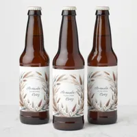 Rustic Pampas Wedding Beer Bottle Label