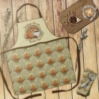 Pumpkin Spice, Autumn Leaves, and Stars Pattern Apron