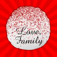 Red Glitter, Black Text | Round Pillow