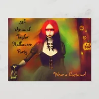 Scary Gothic Girl in the Woods Halloween Party   Postcard