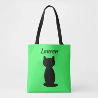 Personalized Black Cat Silhouette  Tote Bag