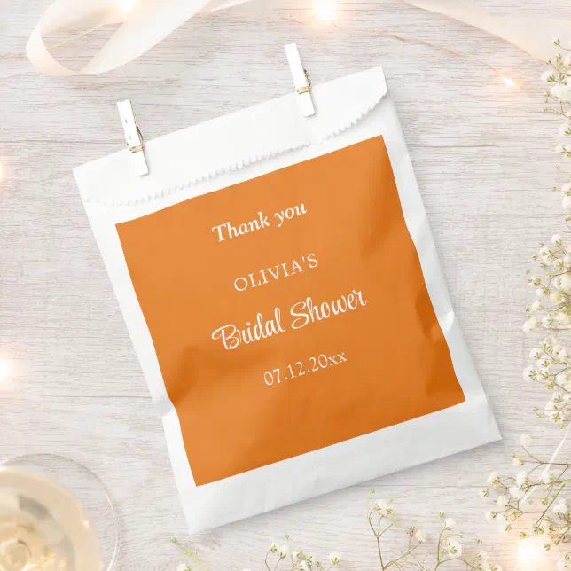 Bright Orange Bridal Shower Favor Bags