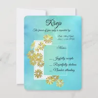 Golden Daisy Dream Elegance Romance Vintage Chic RSVP Card