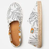 Black and White leaves Foliage Jungle Pattern Espadrilles